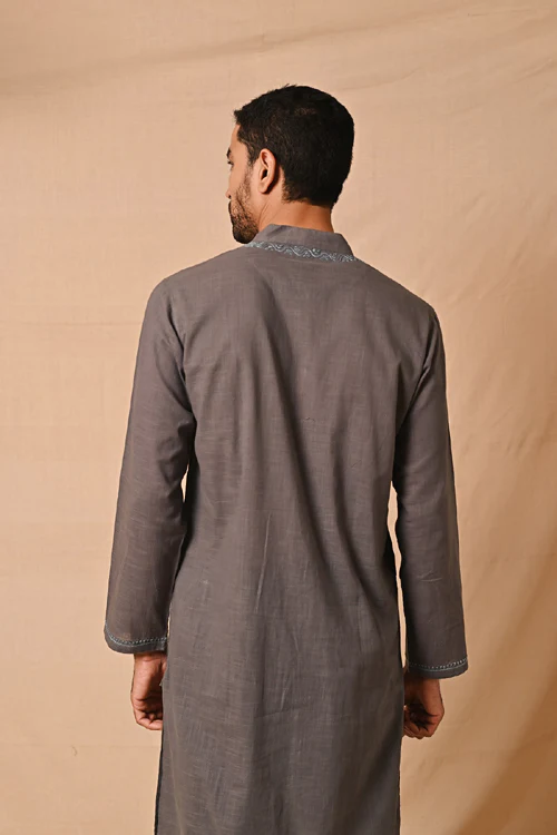 Rangsutra Ronav Grey Chikankari Embroidered Long Kurta - Image 5