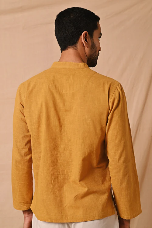 Rangsutra Ronav Mustard Chikankari Allover Embroidered Short Kurta - Image 4