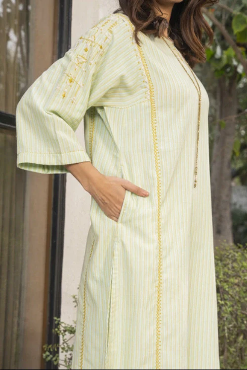 Rangsutra Suhani Mint A-Line Cotton Kurta With Soof Hand Embroidery - Image 3
