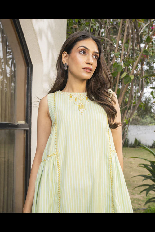 Rangsutra Suhani Mint Sleevless Cotton Dress With Soof Hand Embroidery - Image 6
