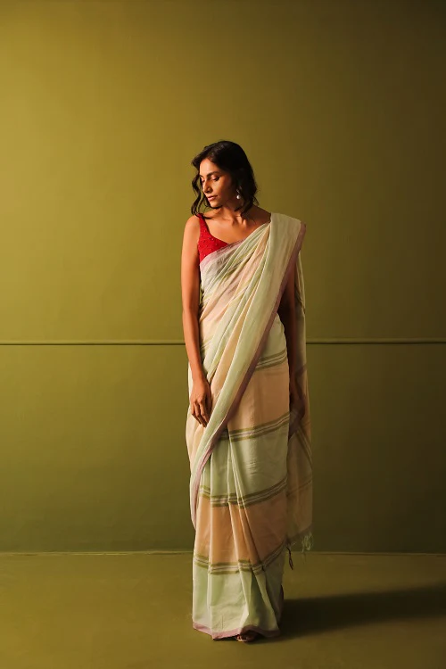 Rangsutra Yuni Pista Green Handwoven Saree