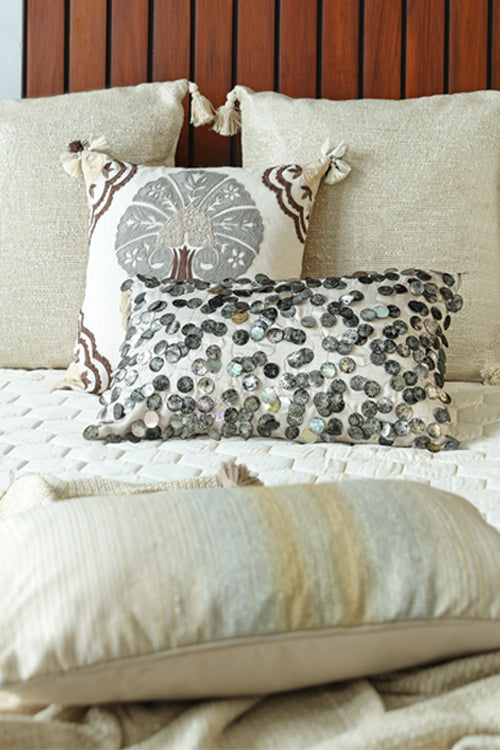 Onset Homes Ratna Embroidered Cushion Cream - Image 2