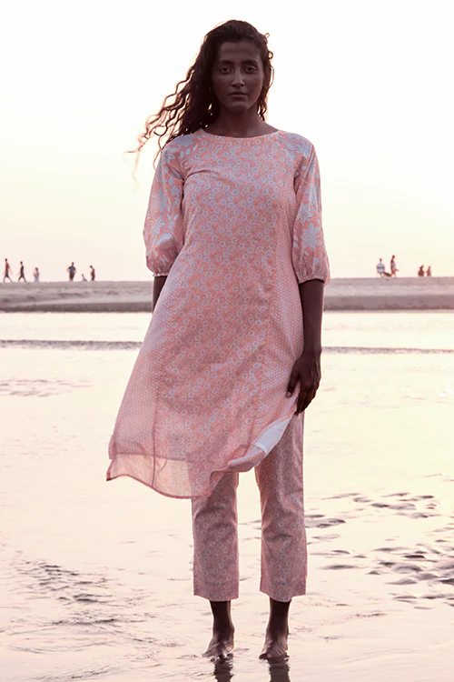 Okhai 'Reconnect' Mul Cotton Hand Block Printed Kurta Pant Set - Image 4