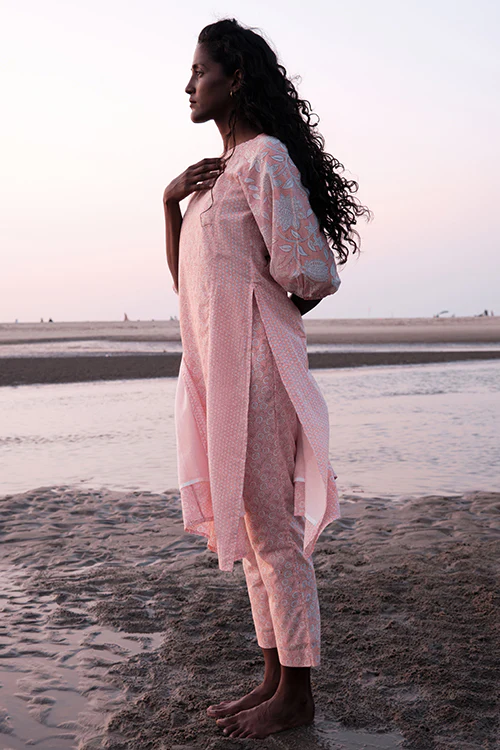 Okhai 'Reconnect' Mul Cotton Hand Block Printed Kurta Pant Set - Image 5