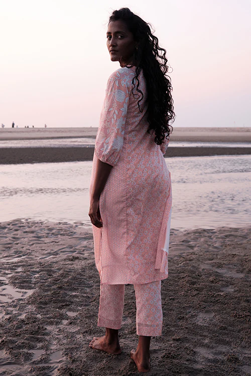 Okhai 'Reconnect' Mul Cotton Hand Block Printed Kurta Pant Set - Image 6