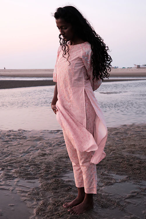Okhai 'Reconnect' Mul Cotton Hand Block Printed Kurta Pant Set - Image 7