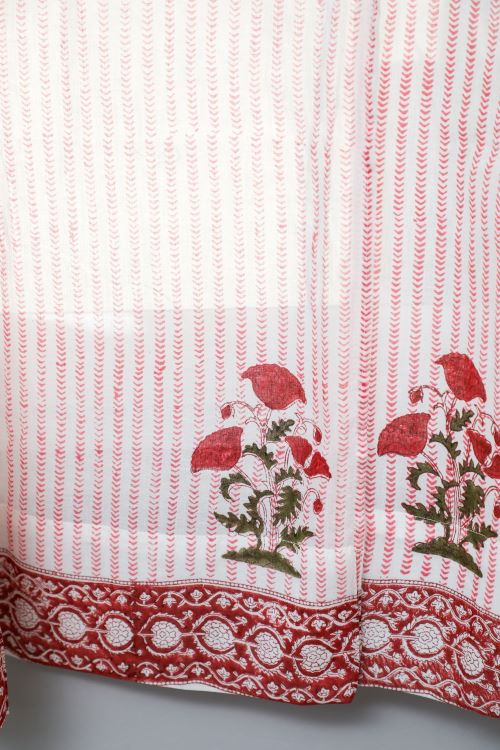 Sooti Syahi Red Retreat Hand Block Printed Window Curtain - Image 4
