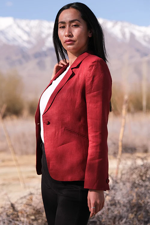 Okhai 'Redberry' Linen Cotton Blazer - Image 3