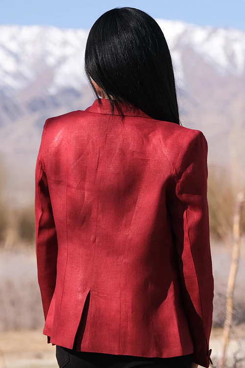 Okhai 'Redberry' Linen Cotton Blazer - Image 4