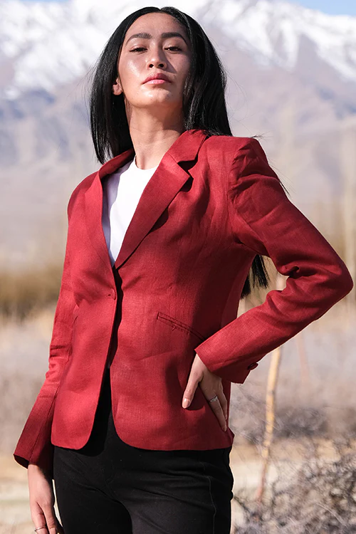 Okhai 'Redberry' Linen Cotton Blazer - Image 6