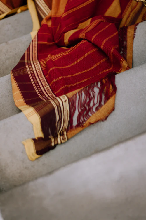 Punarjeevana Reddish Brown Border - Elephant Motif Reversible Anne Hejje - Image 4