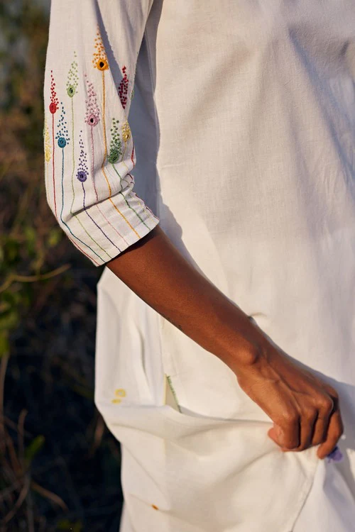 Okhai 'Reverie' Hand Embroidered Pure Cotton Kurta-Pant-Dupatta Set - Image 10