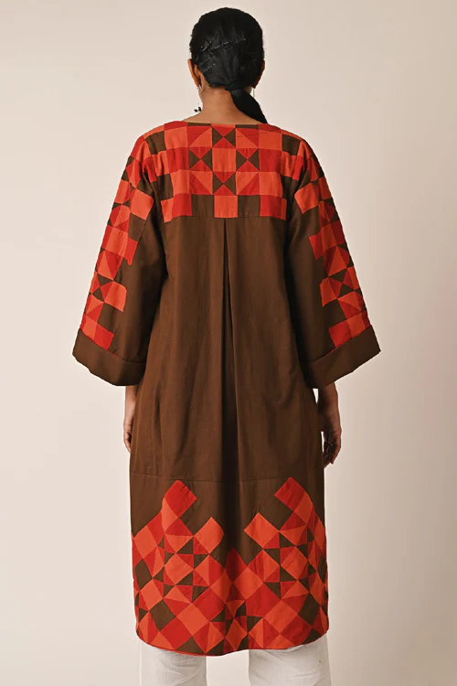 Rangsutra Rishta Long Brown Ralli Jacket - Image 5