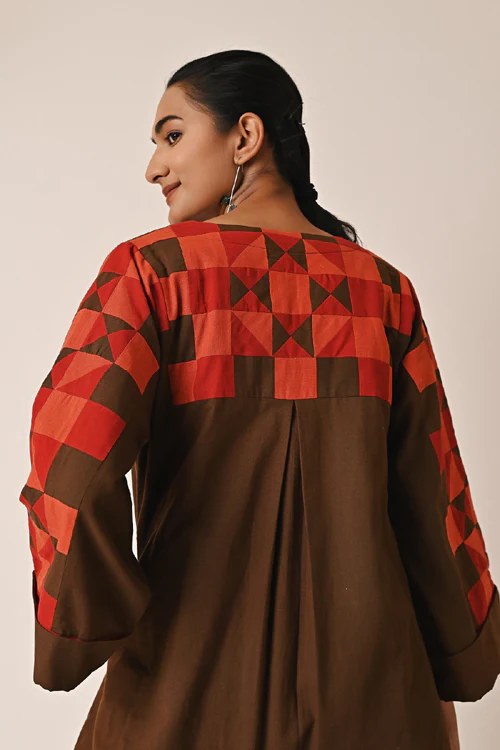 Rangsutra Rishta Long Brown Ralli Jacket - Image 6