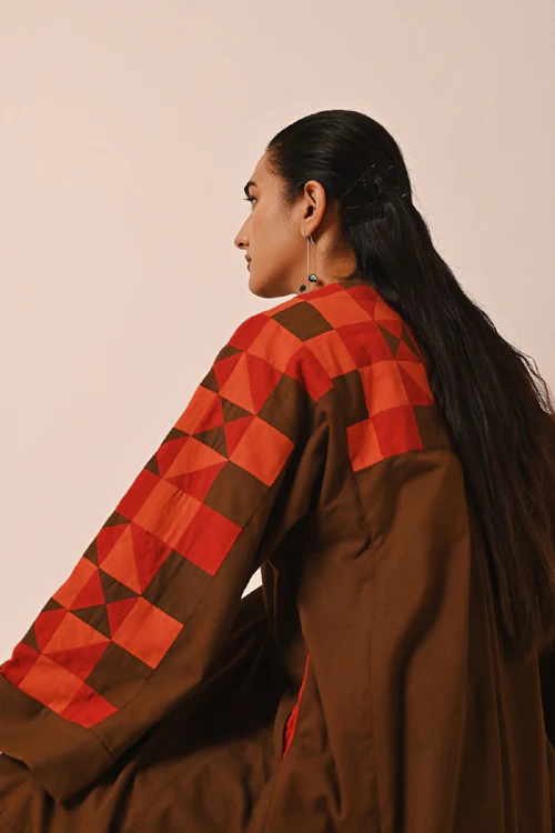 Rangsutra Rishta Long Brown Ralli Jacket - Image 8
