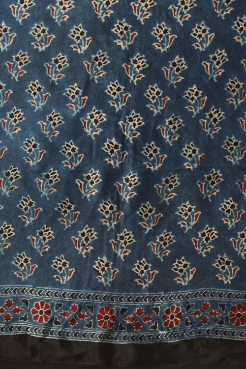 Tenaaro Ajrakh Hand Block Printed Modal Satin Saree - Image 9
