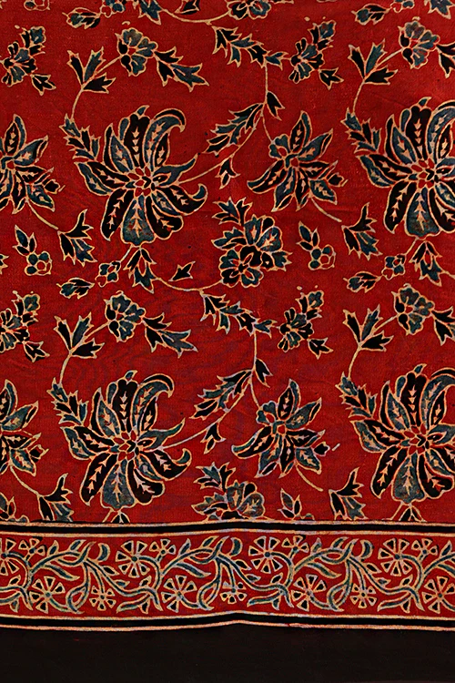Tenaaro Ajrakh Hand Block Printed Modal Satin Saree - Image 7