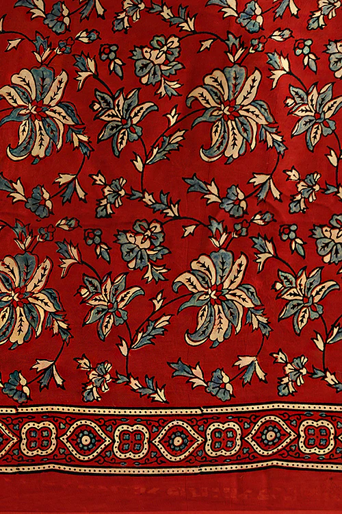 Tenaaro Ajrakh Hand Block Printed Modal Satin Saree - Image 7