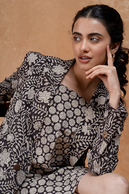 Okhai "Ruminate" Handblock Printed Pure Cotton Blazer Dress - Image 4