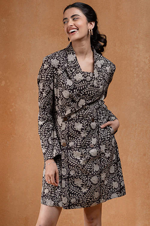 Okhai "Ruminate" Handblock Printed Pure Cotton Blazer Dress - Image 6