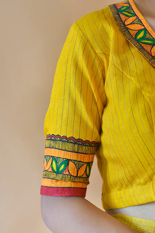 Saanjh Handpainted Madhubani Chanderi Blouse Gubbaro - Image 8