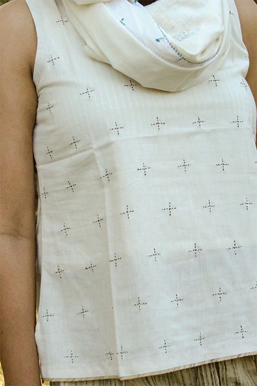 Sadhna 'Albeli' White short cotton top - Image 3