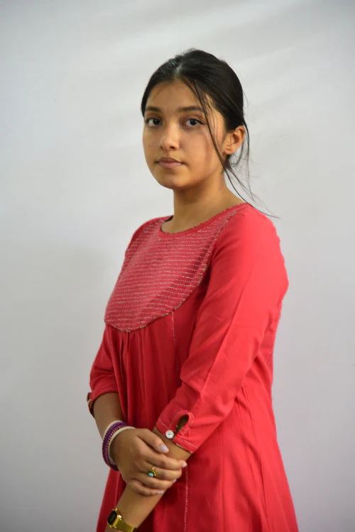 Sadhna 'Banithani' Maroon Tanka Work Long Cotton Kurta - Image 3