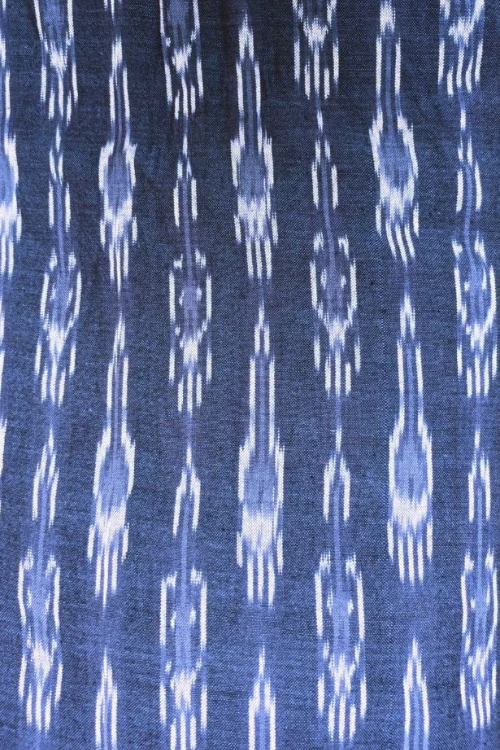 Safe Dye Ikat Cotton Fabric - Navyblue And White - Image 3