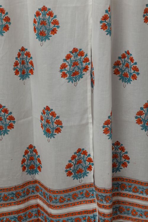 Sooti Syahi Saffron Daisy Hand Block Printed Door Curtain - Image 5