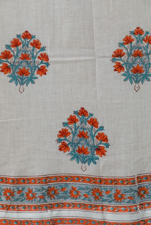 Sooti Syahi Saffron Daisy Hand Block Printed Window Curtain - Image 4