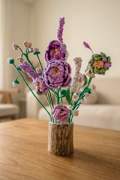 Samoolam Amethyst Bloom- Crochet Flower Bouquet