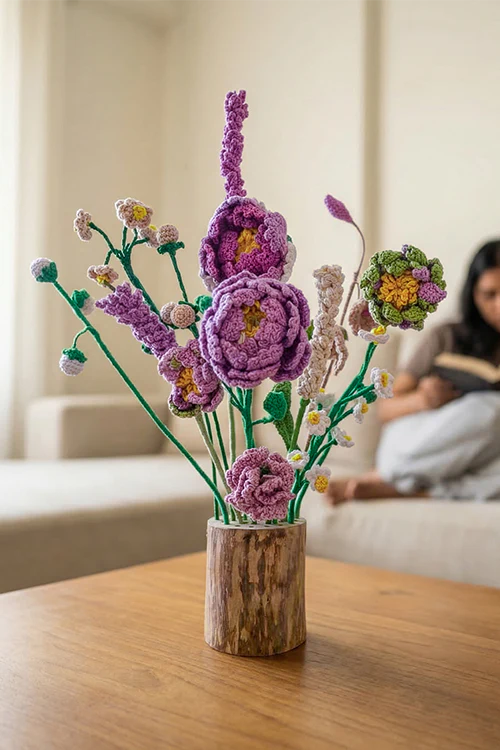 Samoolam Amethyst Bloom- Crochet Flower Bouquet - Image 4
