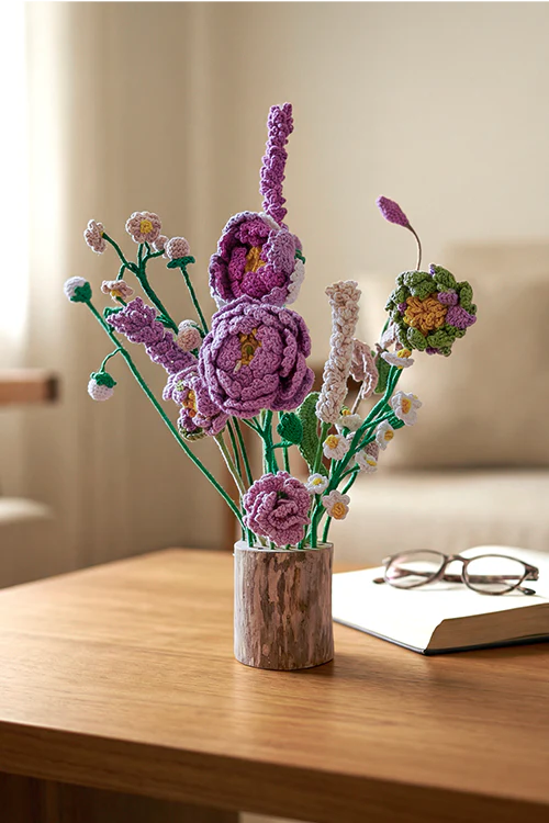 Samoolam Amethyst Bloom- Crochet Flower Bouquet - Image 5
