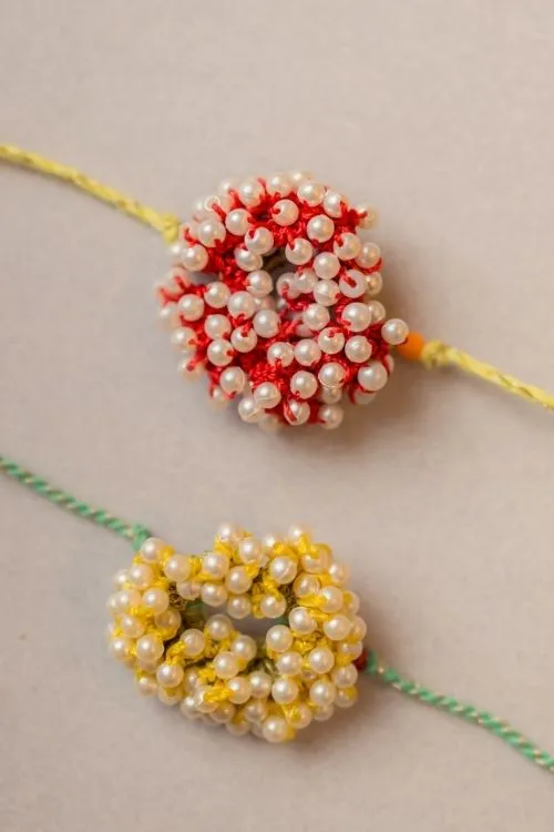 Samoolam Beaded Coral Crochet Rakhi (Set of 2) - Image 2