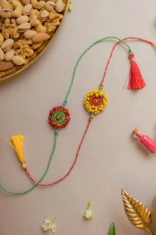 Samoolam Beaded Glow Crochet Rakhi (Set of 2)