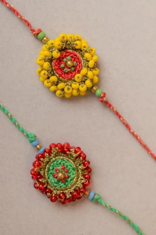 Samoolam Beaded Glow Crochet Rakhi (Set of 2) - Image 2