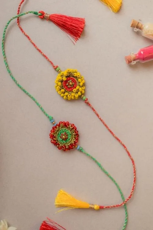 Samoolam Beaded Glow Crochet Rakhi (Set of 2) - Image 3