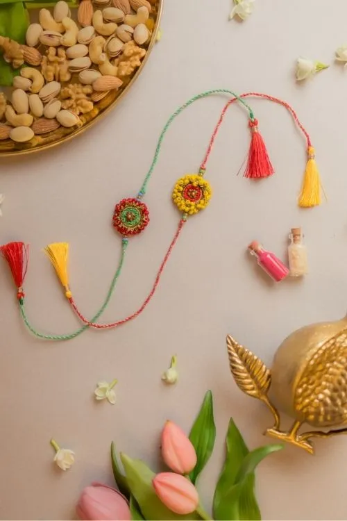 Samoolam Beaded Glow Crochet Rakhi (Set of 2) - Image 4