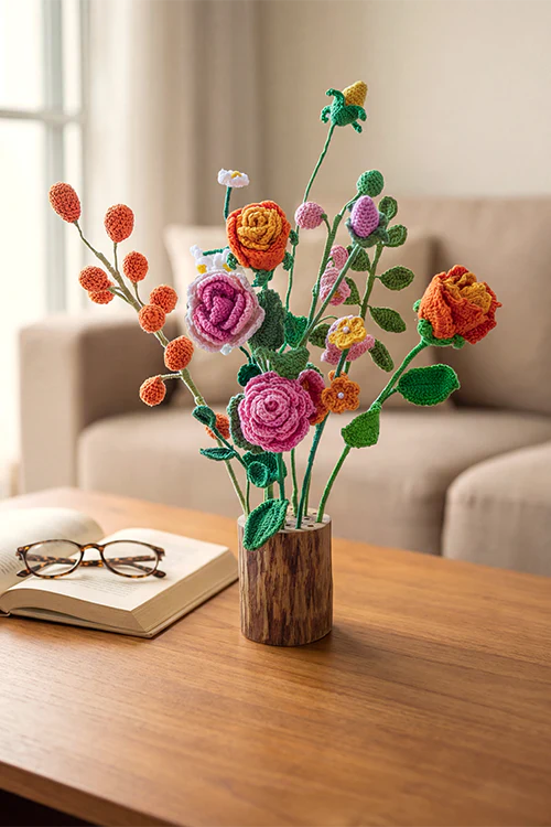 Samoolam Blossom Asymmetry - Crochet Flower Bouquet - Image 2