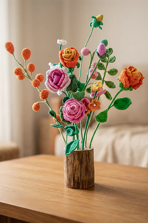 Samoolam Blossom Asymmetry - Crochet Flower Bouquet - Image 3