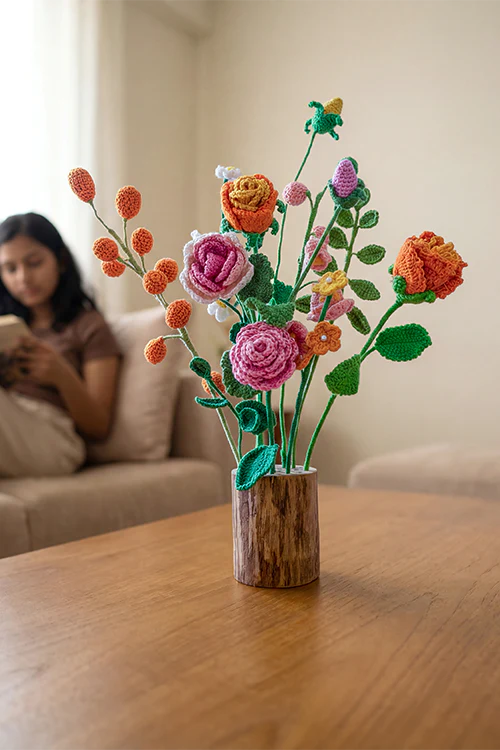 Samoolam Blossom Asymmetry - Crochet Flower Bouquet - Image 4