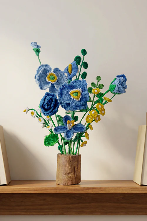 Samoolam Blue Serenity - Crochet Flower Bouquet - Image 2