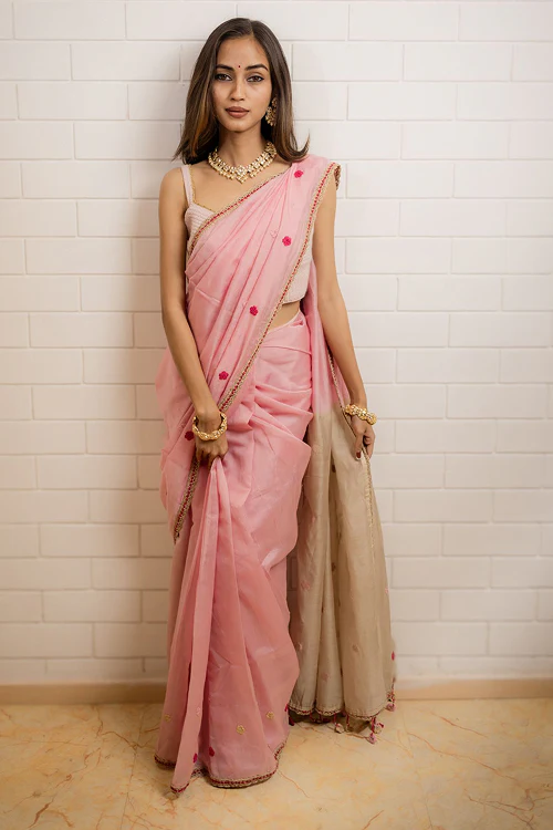 Samoolam Blush & Champagne Lavanya handwoven sarees