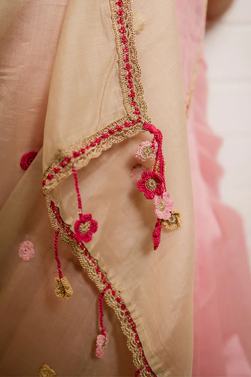 Samoolam Blush & Champagne Lavanya handwoven sarees - Image 7