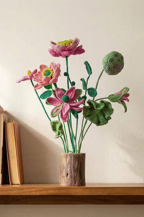 Samoolam Blushing Lotus Harmony - Crochet Flower Bouquet - Image 3