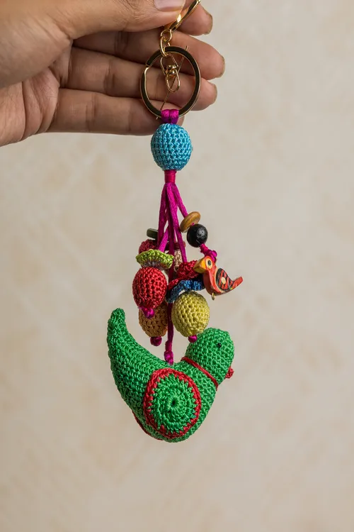 Samoolam Boho Bag Charm ~ Green Bird - Image 2