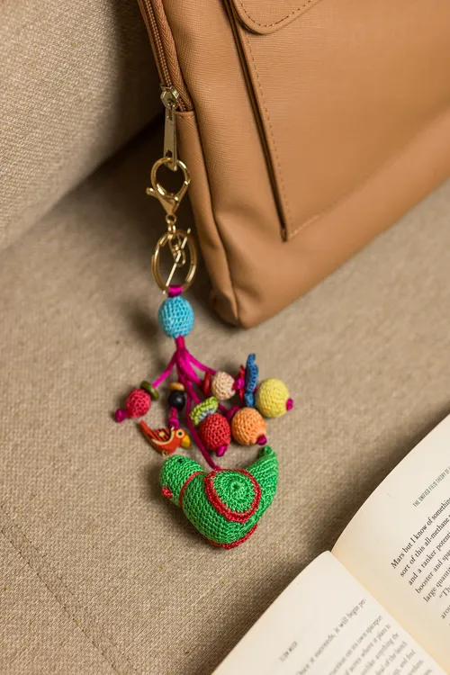 Samoolam Boho Bag Charm ~ Green Bird - Image 3
