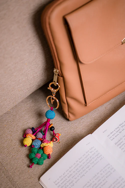 Samoolam Boho Bag Charm Green Flower Bunch - Image 4