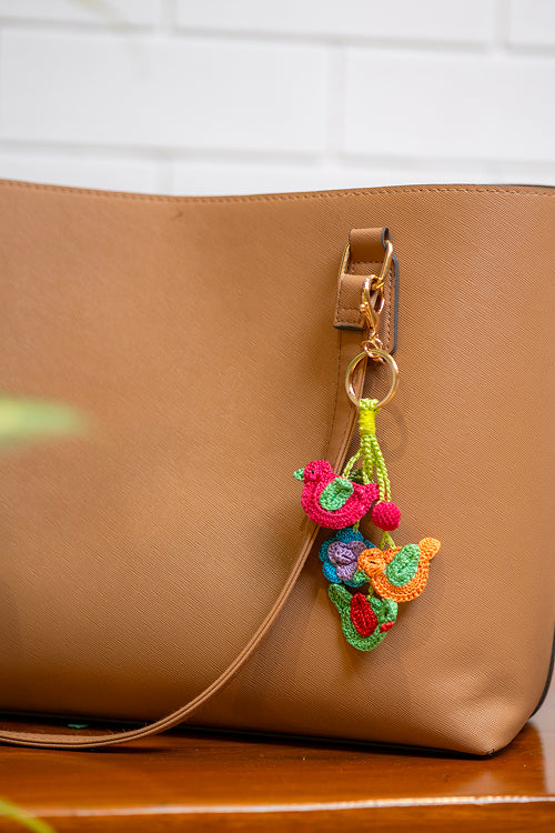 Samoolam Boho Bag Charm Green & Orange Chirpy Chidiya