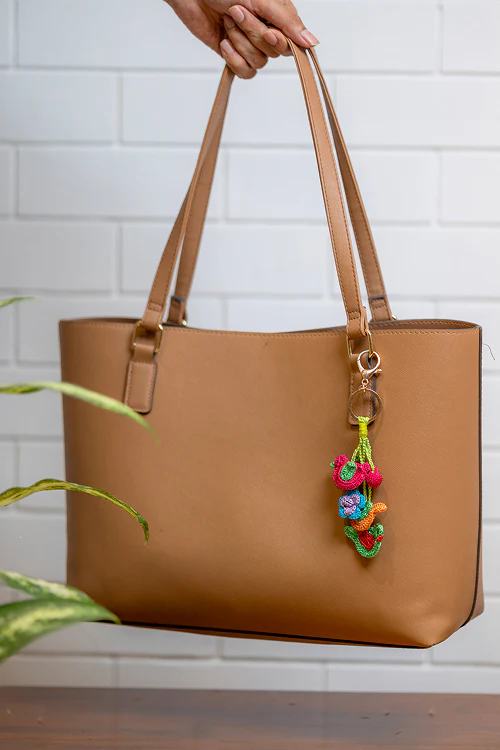 Samoolam Boho Bag Charm Green & Orange Chirpy Chidiya - Image 4